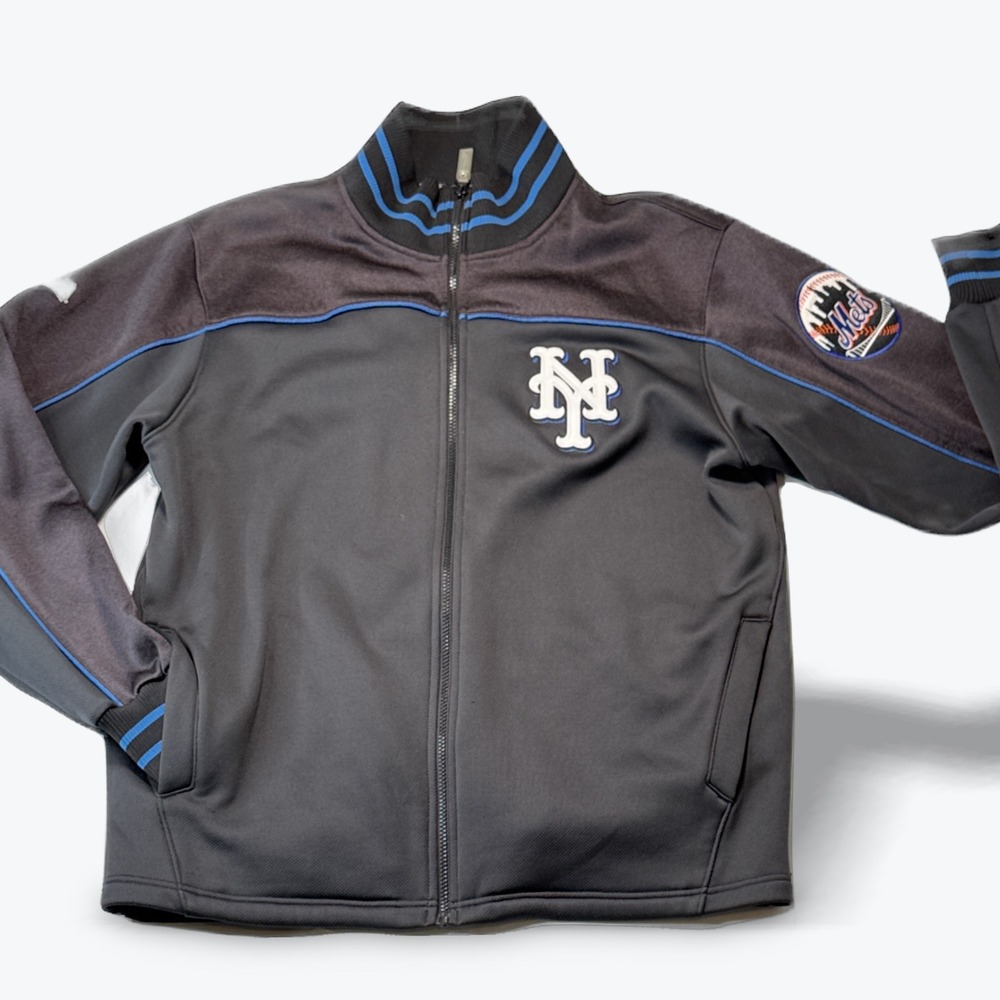 Majestic New York Mets Bomber Track Jacket MLB Mens Large Black